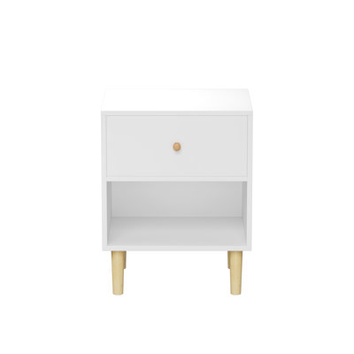 Wooden Nightstand With One Drawer One Shelf For Kids, Adults