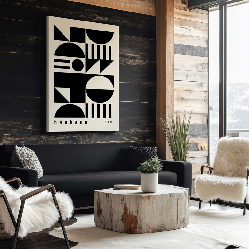 Impression sur toile monochrome Bauhaus Shapes, Toile tendue, H 18 po x l 12 po x P 1,25 po