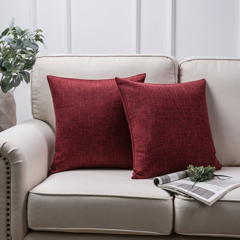  Coussin carré, Rouge rose, H 18 po x l 18 po, Housse de coussin seulement - sans coussin