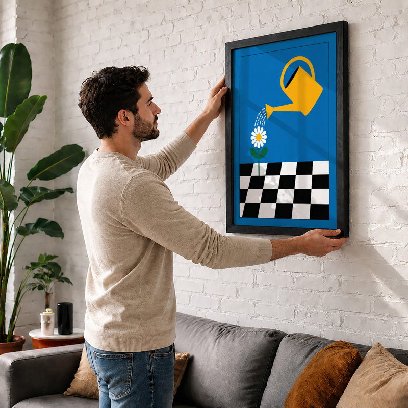 Watering Care Modern - Framed Print, A4 - 29.7 x 21.0 cm, White