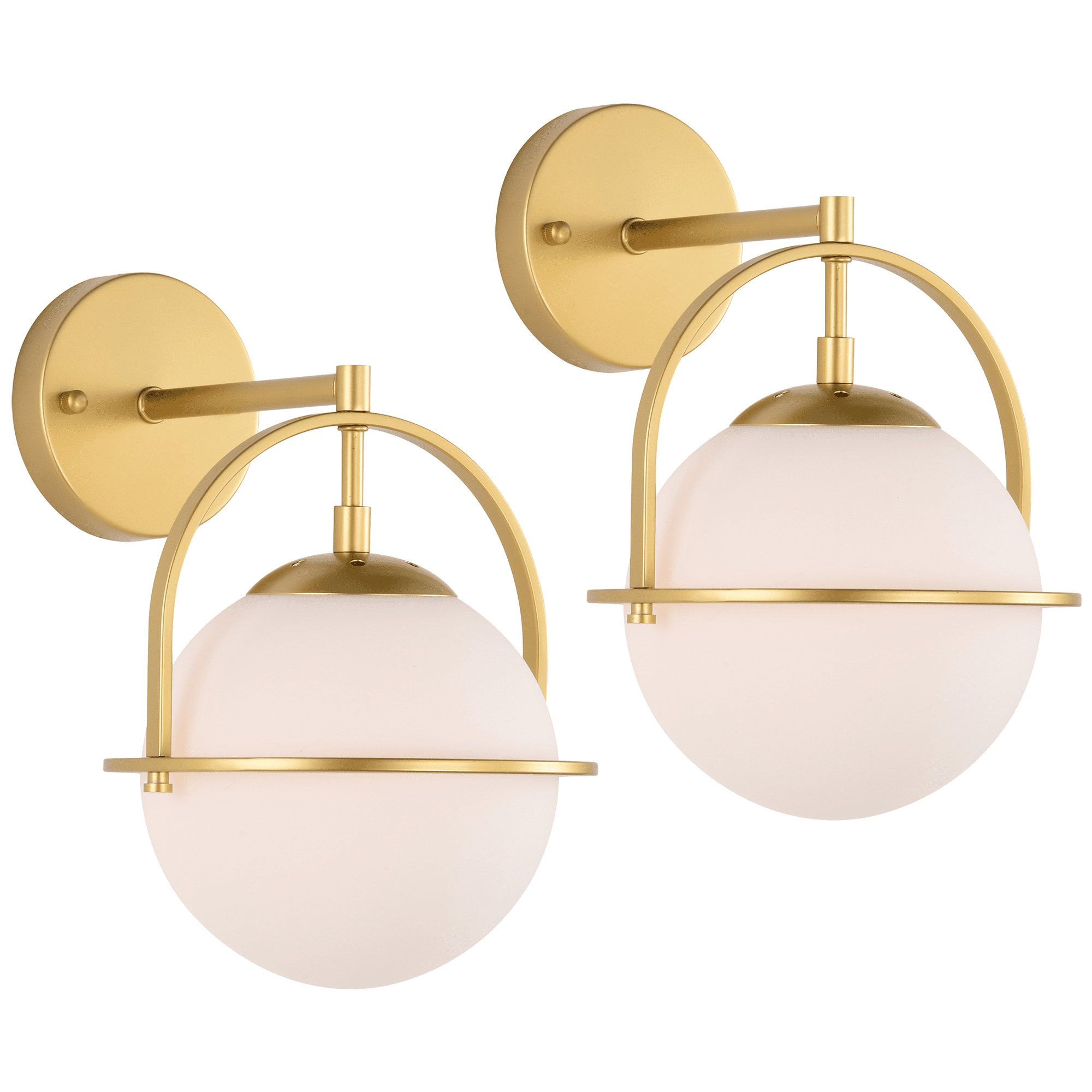 Everly Quinn Gold Glass Globe Wall Sconces 2 Pack Wall Lights | Wayfair