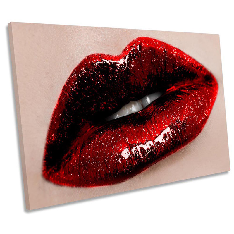 Glossy Lips Lipstick Fashion - Wrapped Canvas Painting, 30.5cm H x 45.7cm W x 2cm D