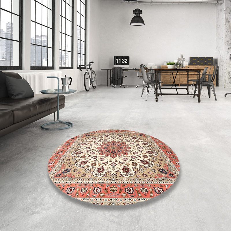 Tapis traditionnel rouge / beige Derrion, Rond 4 pi