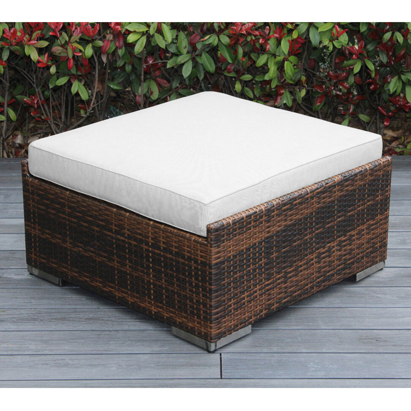 Grand repose-pieds avec coussin Billyjo, Toile Aruba Sunbrella®, Mélange de bruns
