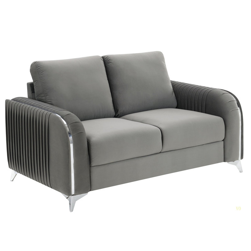 Causeuse en velours gris Wenona