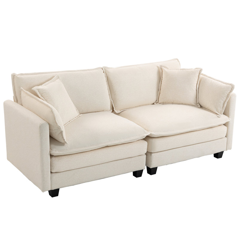 78" Wide Comfy Cloud Couch Sectional Loveseat Sofa, Cream