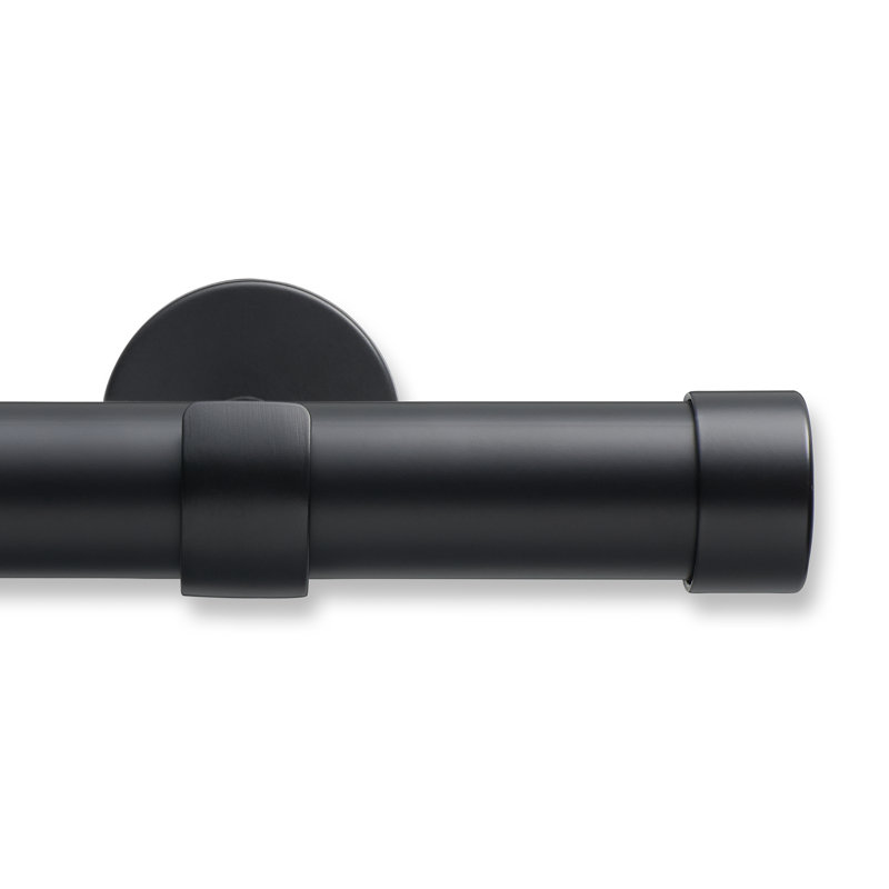 Cambria Designer Series Premium 1-1/8 in Larger Dia. Non-Adjustable Curtain Rod and Designer Brackets, 96", Satin Black