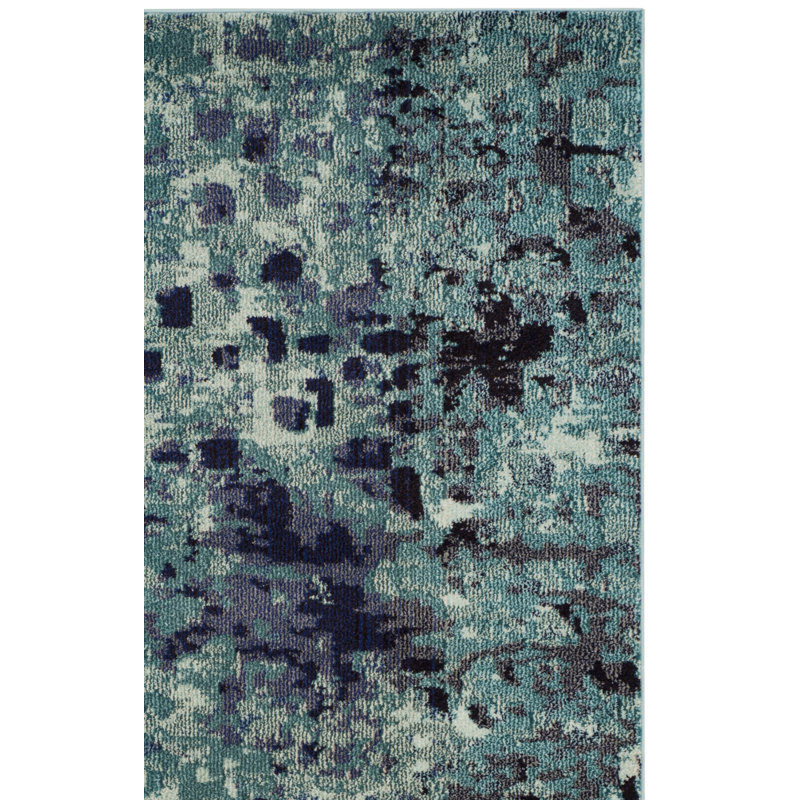 Hertzler Abstract Light Blue/Multi Rug, Runner 2'2" x 8'