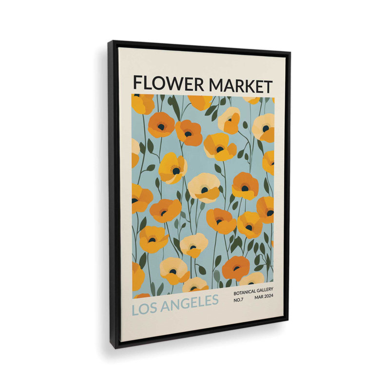 Marché aux fleurs de Los Angeles, Cadre flottant noir satiné, H 30,75 po x l 20,75 po