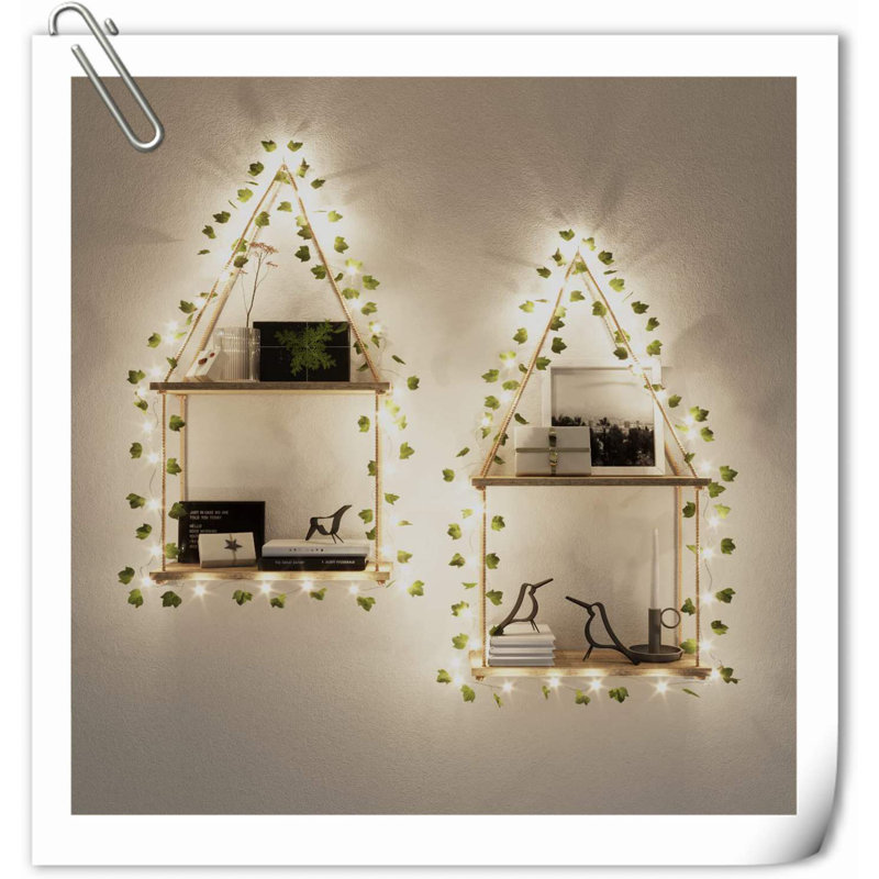 Halima 2 Piece Wood Bracket Shelf, Natural