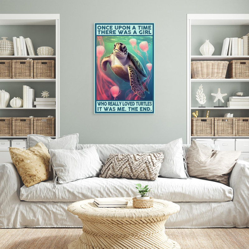 «Who Really Love Turtles», reproduction d'art graphique sur toile tendue 1 pièce, H 20 po x l 16 po x P 1,25 po
