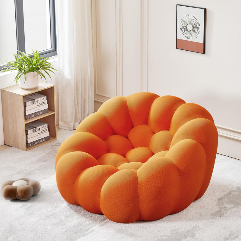 45.7'' W Upholstered Round Bean Bag Chairs, Lazy Sofa, Floor Fireside Chair, Lounge For Adults For Living Room Bedroom Apartment