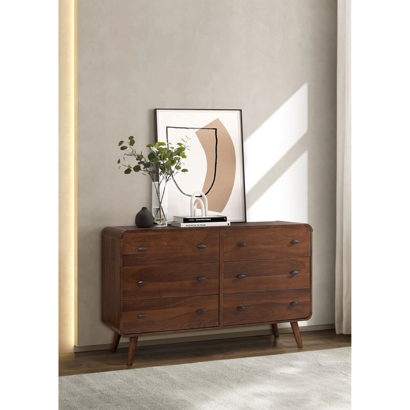 Commode de chambre à 6 tiroirs Winston Light Ash, Noyer