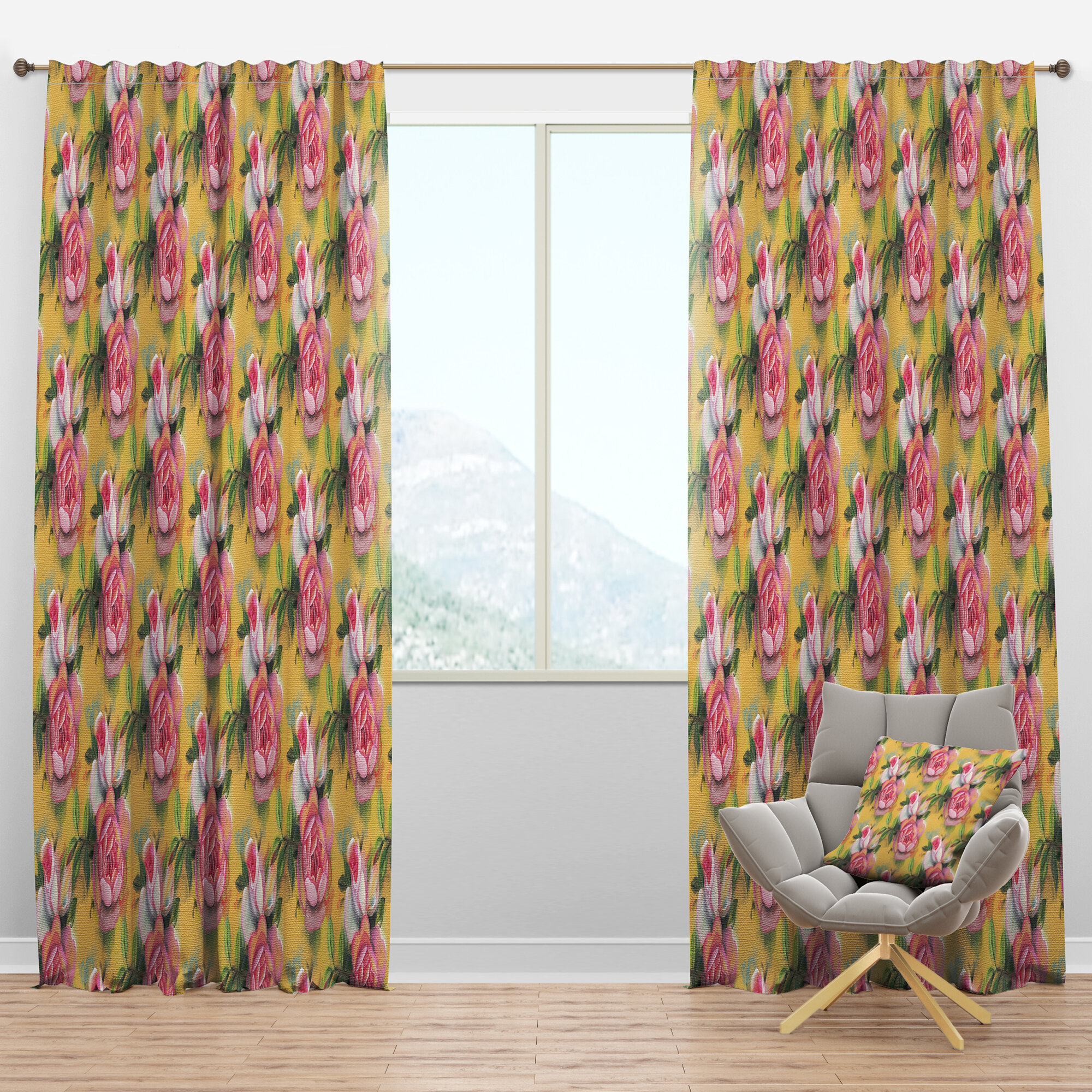 DesignArt Semi Sheer Single Curtain Panel Panel | Wayfair