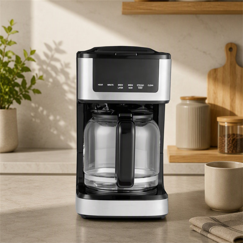 Cafetière programmable à écran tactile avec options café corsé et café glacé, garder au chaud pendant 4 heures