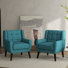 Jaqueze Upholstered Light Blue Polyester Tufted Square Arm Accent chair