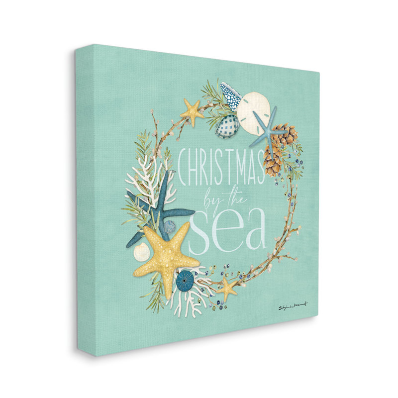 «Christmas By The Sea Wreath», impression sur toile, H 30 po x l 30 po x P 1,5 po