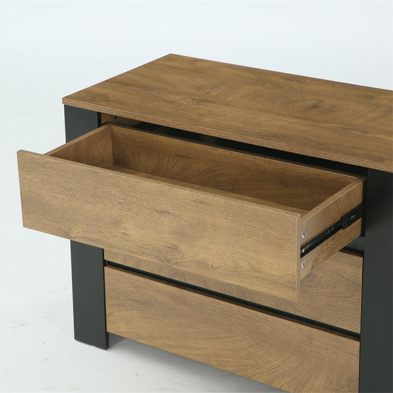 Table de chevet 35,5 po à 3 tiroirs, grande table de chevet pour chambre à coucher