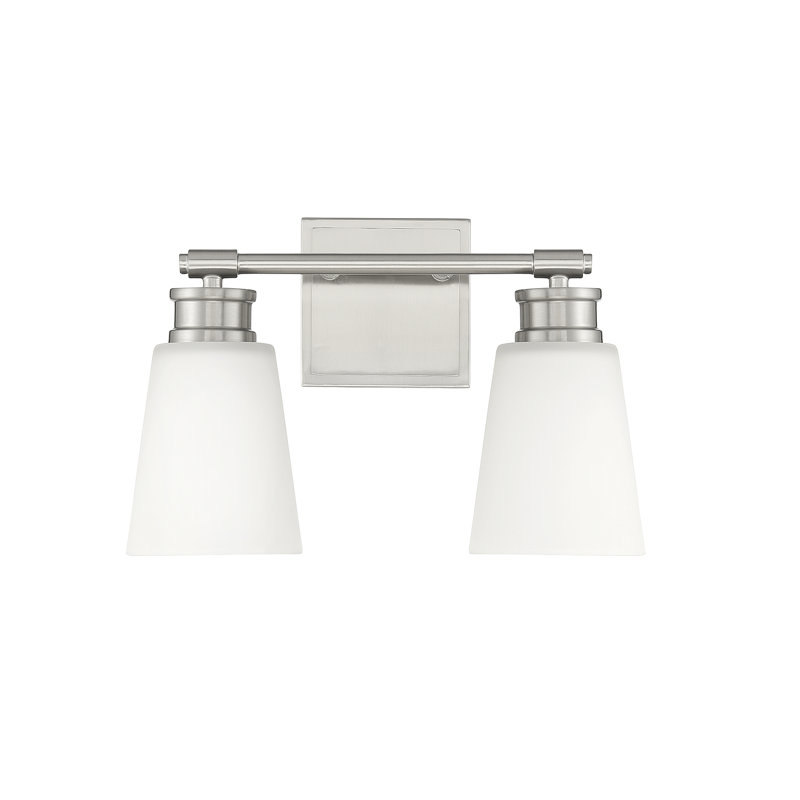 Earnest 2 Light Milk Dimmable Vanity Light, Brushed Nickel