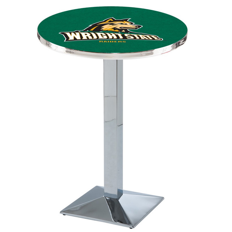 Round Metal Base Dining Table, Chrome, Wright State University
