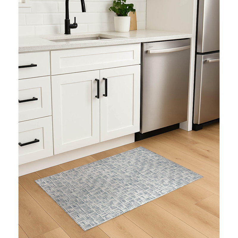 Tapis de cuisine anti-dérapant Lash, Bleu, Rectangulaire 3 pi x 5 pi
