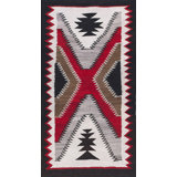 Bold Geometric Antique Native American Navajo Flat Woven Rug