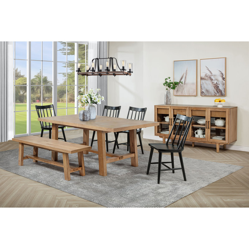 Burson 6-piece Extension Leaf Dining Set Brown and Black, Black