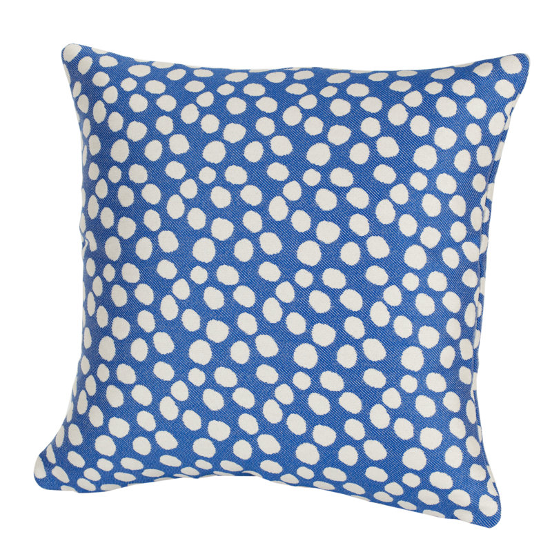 Coastal Polka Dots Reversible Throw Pillow, 17" H x 17" W x 4" D, Light Blue