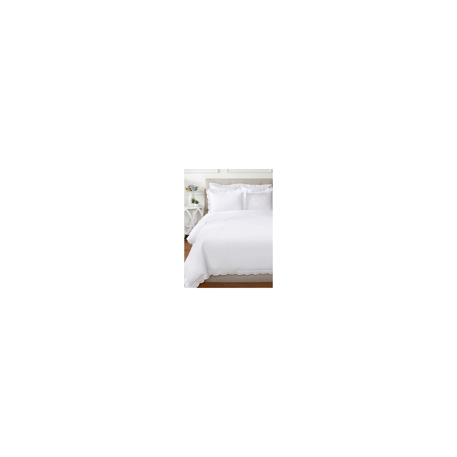 Berrada Double Scalloped 100% Cotton Zip Sham, White