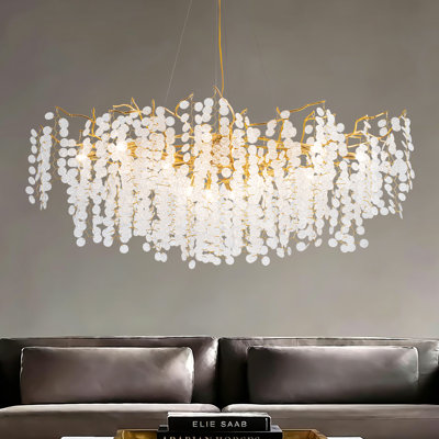 Lustre en cristal 14 lumières à branches à intensité variable