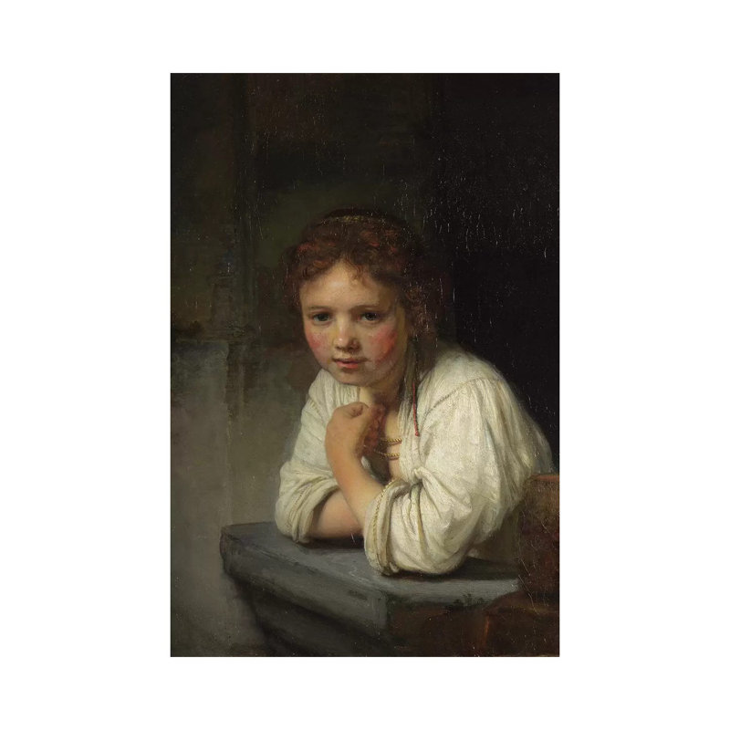 Girl At A Window, 1645 by Rembrandt Van Rijn - Painting on Canvas, Wrapped Canvas, 30.48cm H x 20.32cm W x 1.91cm D