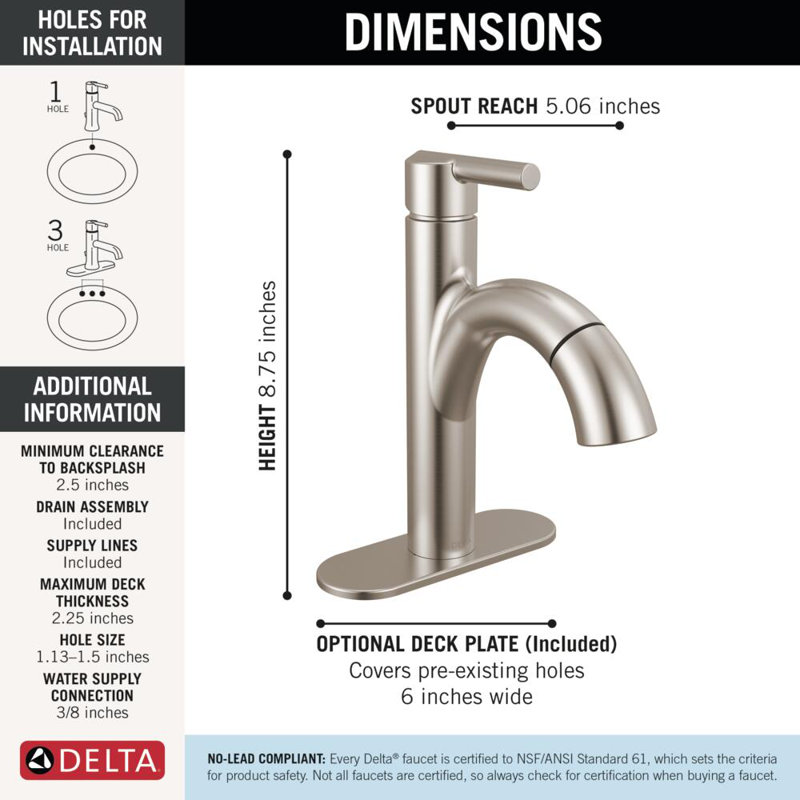 Nicoli Pull-Down Single Hole Bathroom Faucet, Pull Out Sprayer Bathroom Sink Faucet, Stainless