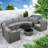 Brusnice 9-pieces Outdoor Half-moon Wicker Patio Sofa Set With 1 Nesting Coffee Table And Tempered Glass Top