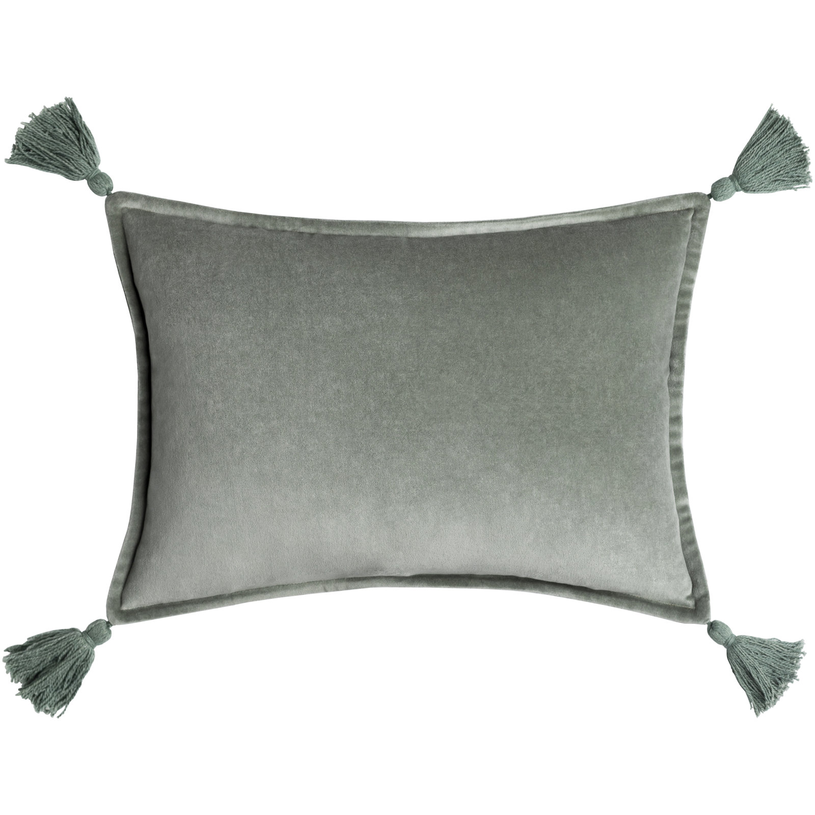 Norwin Tassels Cotton Lumbar Throw Pillow, Down Fill, Sea Foam