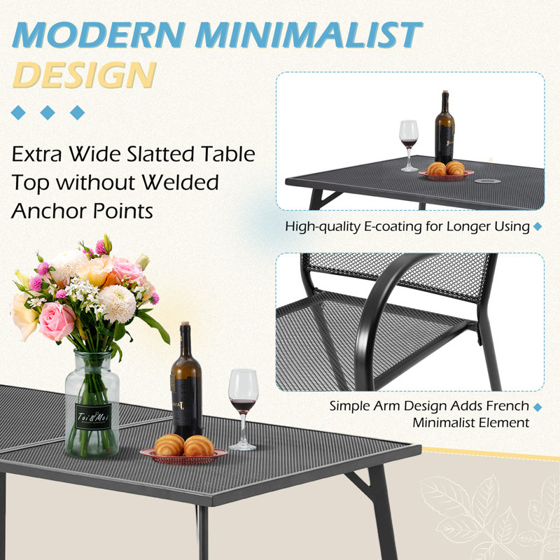 Armentrout Rectangular 4 - Person 51" Long Metal Patio Dining Set