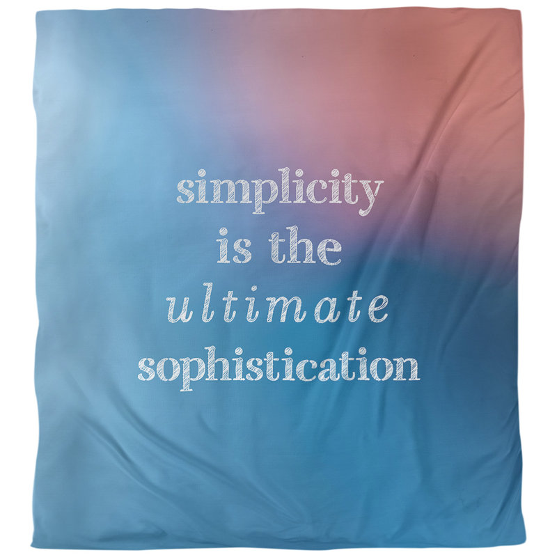 Housse de couette simple et sophistiquée quote, Housse de couette pour grand lit, Bleu / Rose