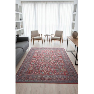 Tapis rouge à motif tissé rétro