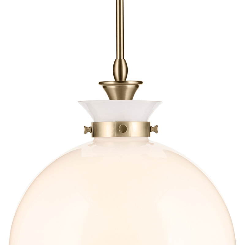 1 Light Pendant with Clear Glass, Bronze, Antique Cased Opal, 19.5" H x 15" W
