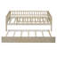 Lit de jour simple naturel avec lit gigogne et clôture sécurisée - Barrières de sécurité pour lit stable et confortable-461886446-461886444