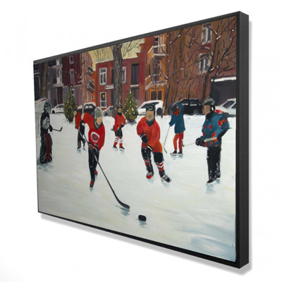 Young Hockey Players Print On Canvas