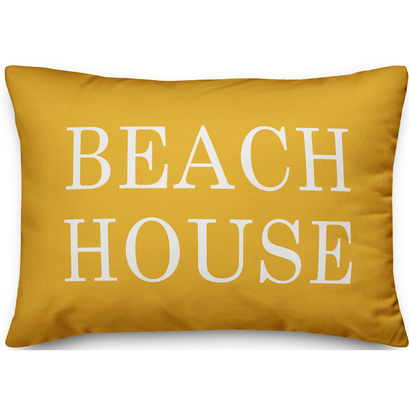 Textual Outdoor Throw Pillow, Yellow