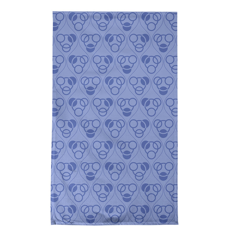 Torchon Circles and Waves, bleu, Croisé en coton