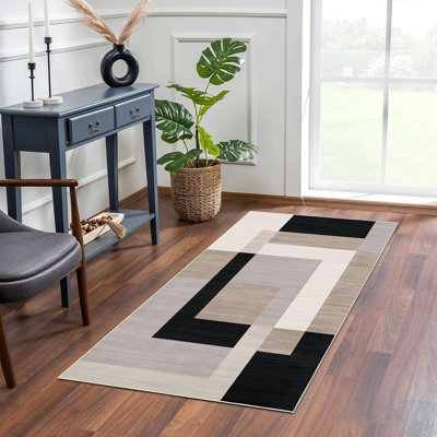 Aspire Homeware Neutral Geometric Area Rug Modern Indoor Carpet