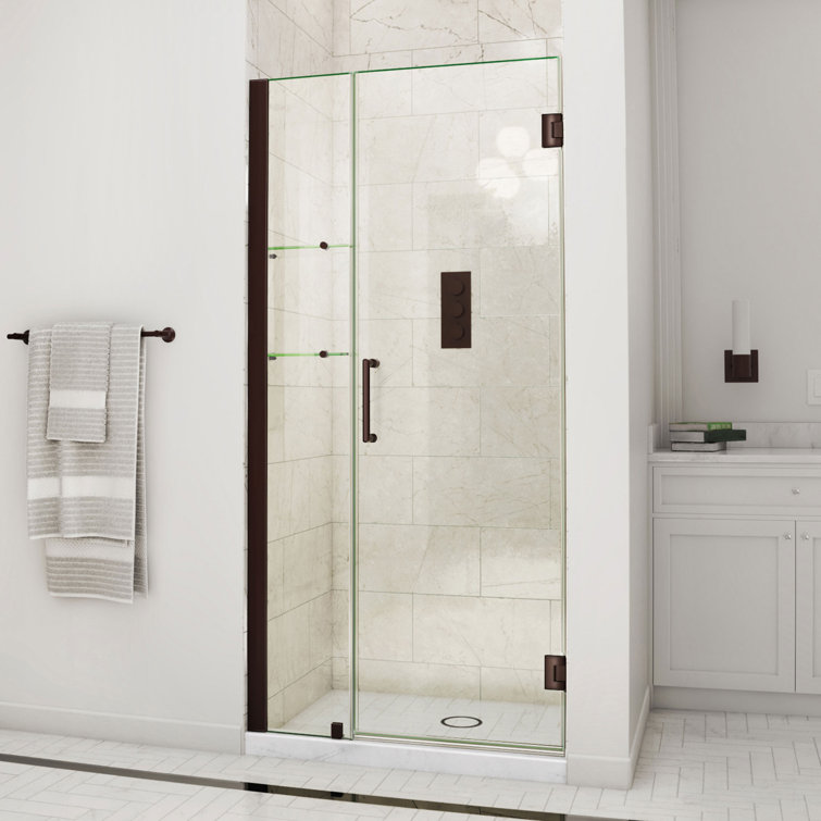 Unidoor 40" W x 72" H Frameless Shower Door and Fixed Panel with ClearMax™ Technology