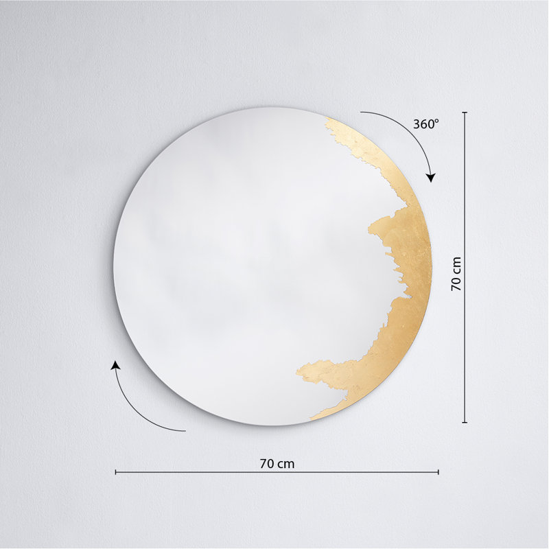 Hamall Round Wall Mirror, 70 cm H x 70 cm W x 1.9 cm D