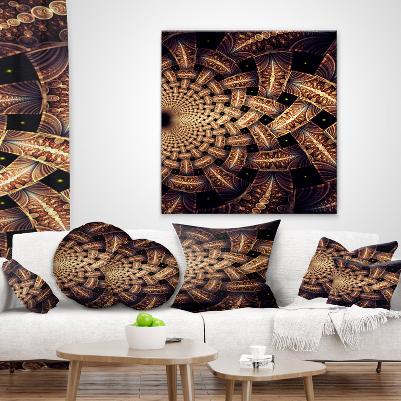 Oreiller à motif floral fractal, 16 po x 1 po, Coussin décoratif