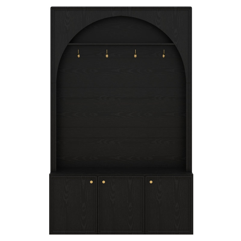 Portemanteau arqué avec banc et rangement pour chaussures, banc de rangement pour hall d'entrée avec crochets et tablettes réglables, 3 armoires