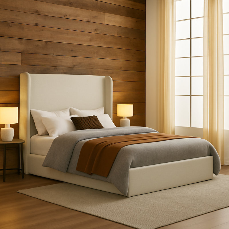 Caron Upholstered Wingback Bed, Boxspring Required, King