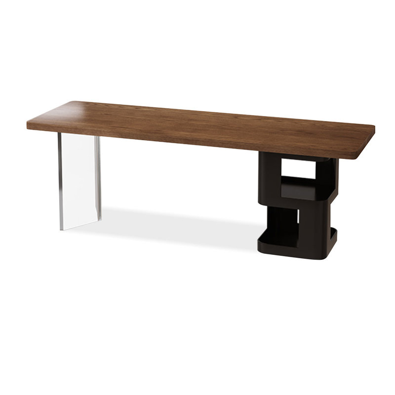 Bureaux rectangulaires bruns en bois massif, H 29,53 po x l 86,61 po x P 23,62 po