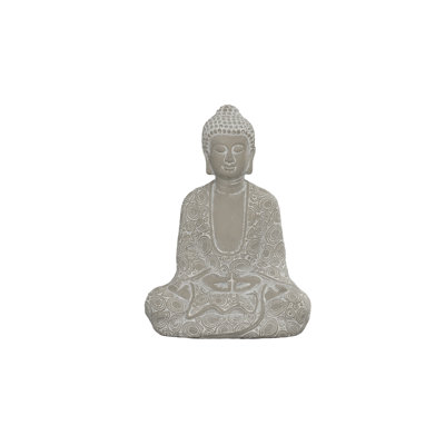 Bouddha gris: 8,50 po x 6,50 po x H 11,25 po
